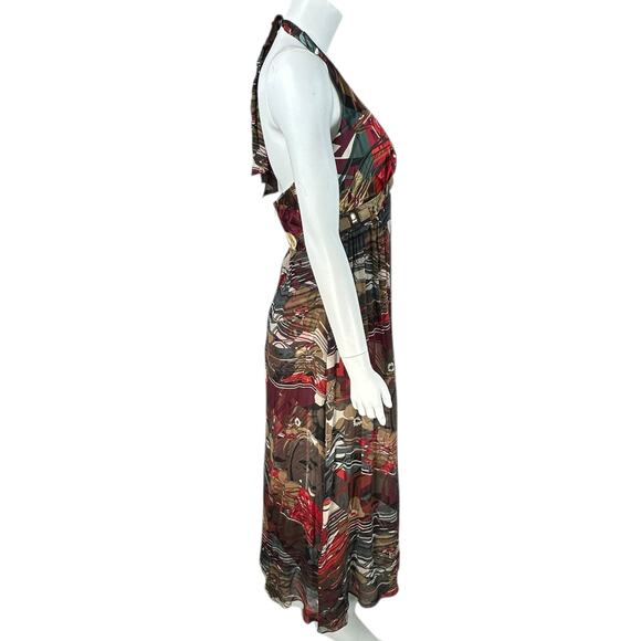 Vintage Y2K Robbie Bee Silk Maxi Halter Dress Size 8 Abstract Floral Fairy Maxi - Picture 6 of 9